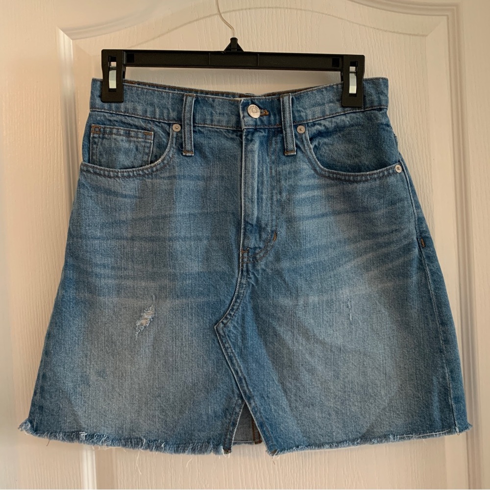 Women’s 25 MADEWELL Rigid Denim A-Line Mini Skirt in Keene Wash Cutout Edition